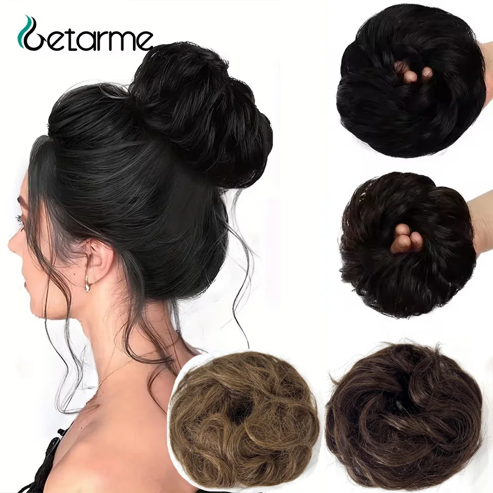

Getarme Human Hair Messy Bun Hair Scrunchies for Women - Curly Wavy Chignon Updo Hairpiece for Stylish Hair Accessories chignon