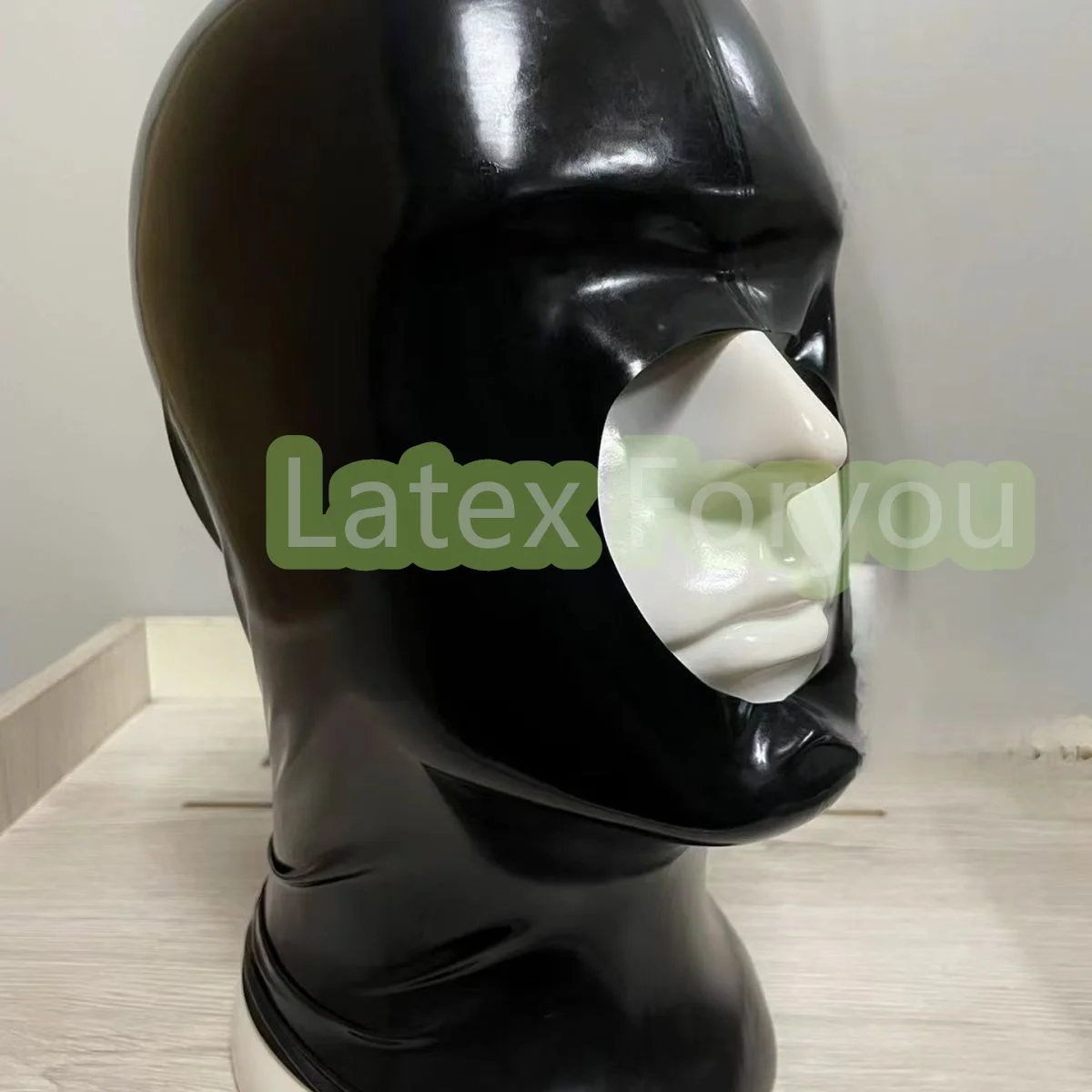 Zwart Rubber Kappen Sexy Fetisj Vrouwen Man Vol Hoofd Latex Masker Handgemaakt Cosplay Masker Dicht Ogen Open Mond En Neus Deel Rug Rits