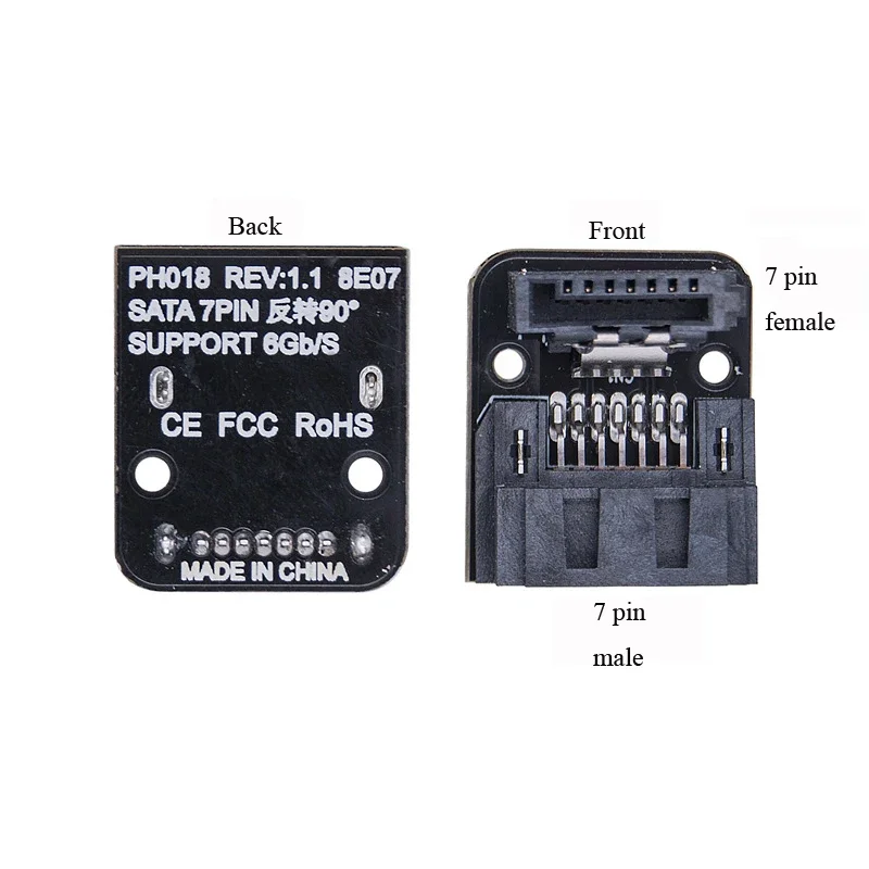 7 핀 Sata 케이블 인터페이스 스티어링 커넥터, 90 도 7 핀 직렬 포트 섀시 데스크탑 마더보드 방향 A