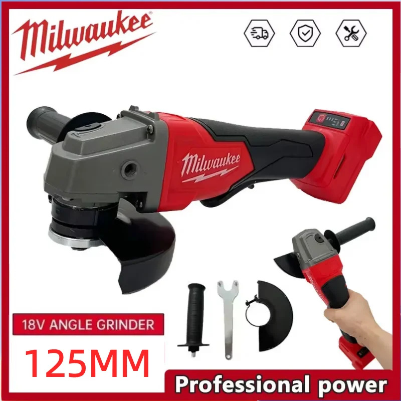 Milwaukee Angle Grinder 125mm Polishing Cutting Machine No-Lock Paddle Switch Electric Cordless Power Tools