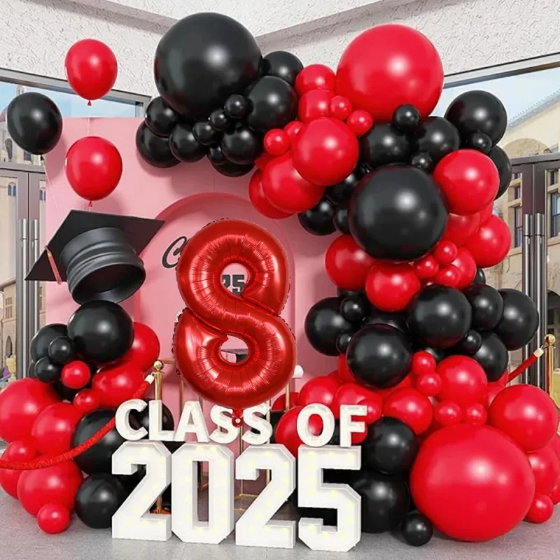 

Red and black graduation balloon arch set 102 pieces 2025 Party decoration latex balloons for ceremony background decoration