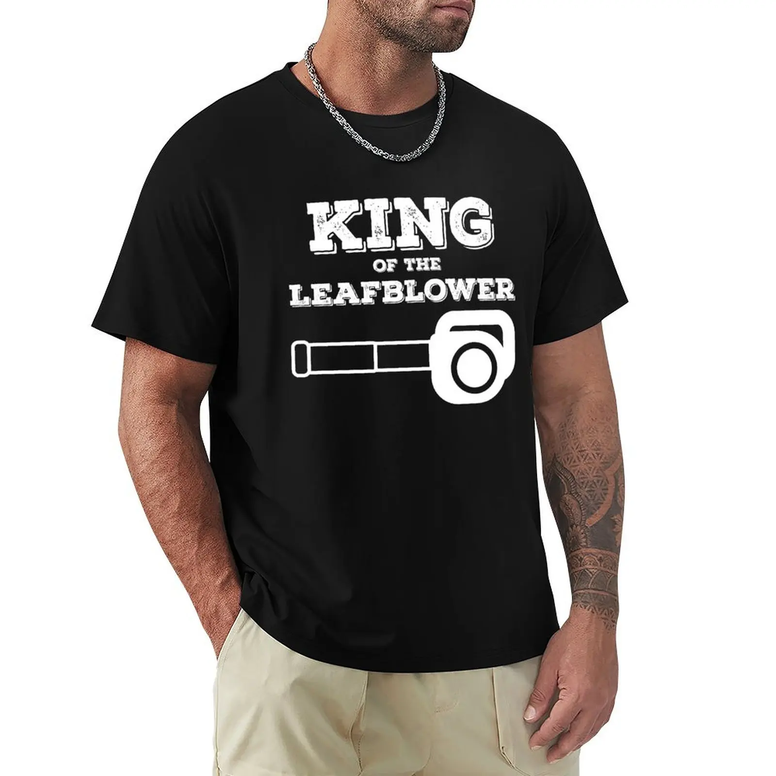 King of the Leaf Blower Men's Funny T-Shirt Simple Graphic Design T-Shirt