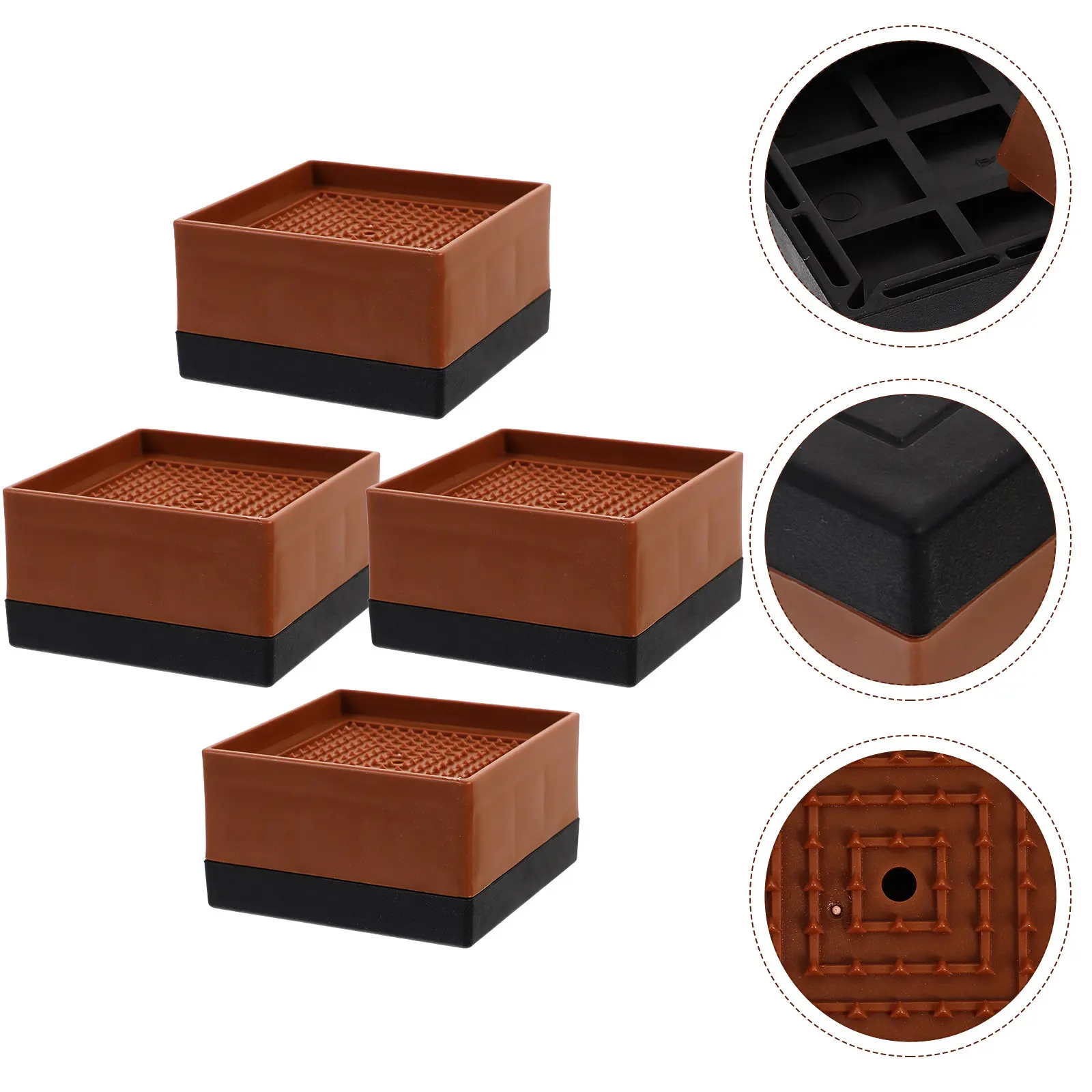 4Pcs Anti-Slip Bed Risers Heavy Duty Furniture Lifts for Beds Sofas Cabinets Increased Height and Stable Support