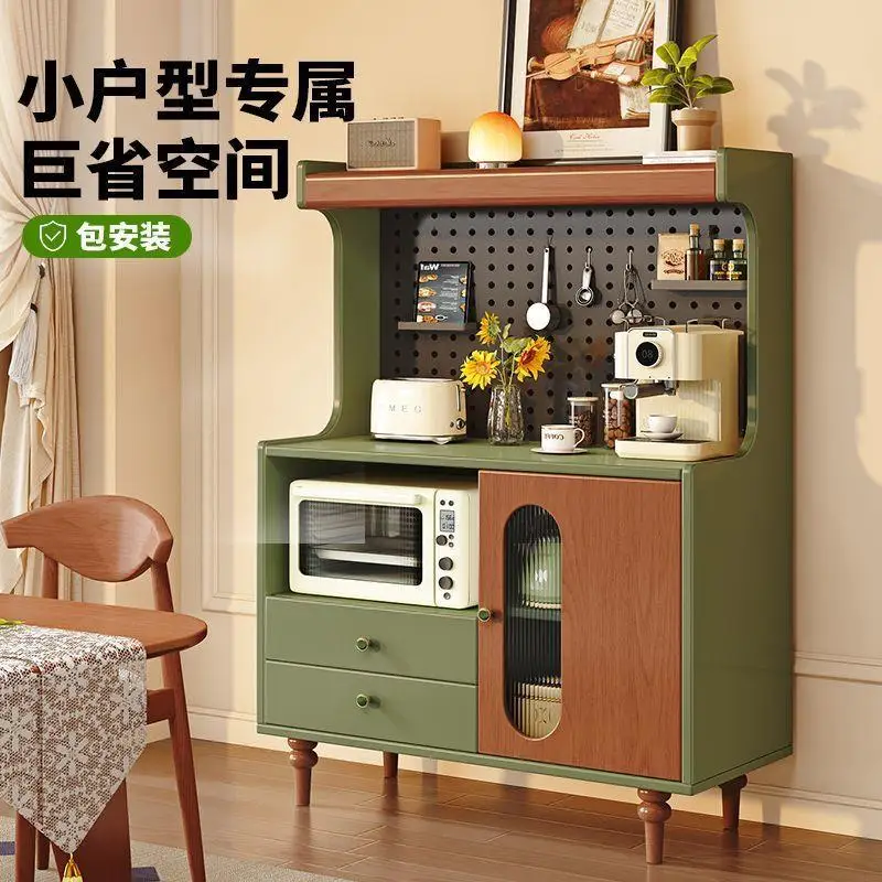 Solid wood dining side storage cabinet integrated storage tea cabinet kitchen storage cabinet against the wall