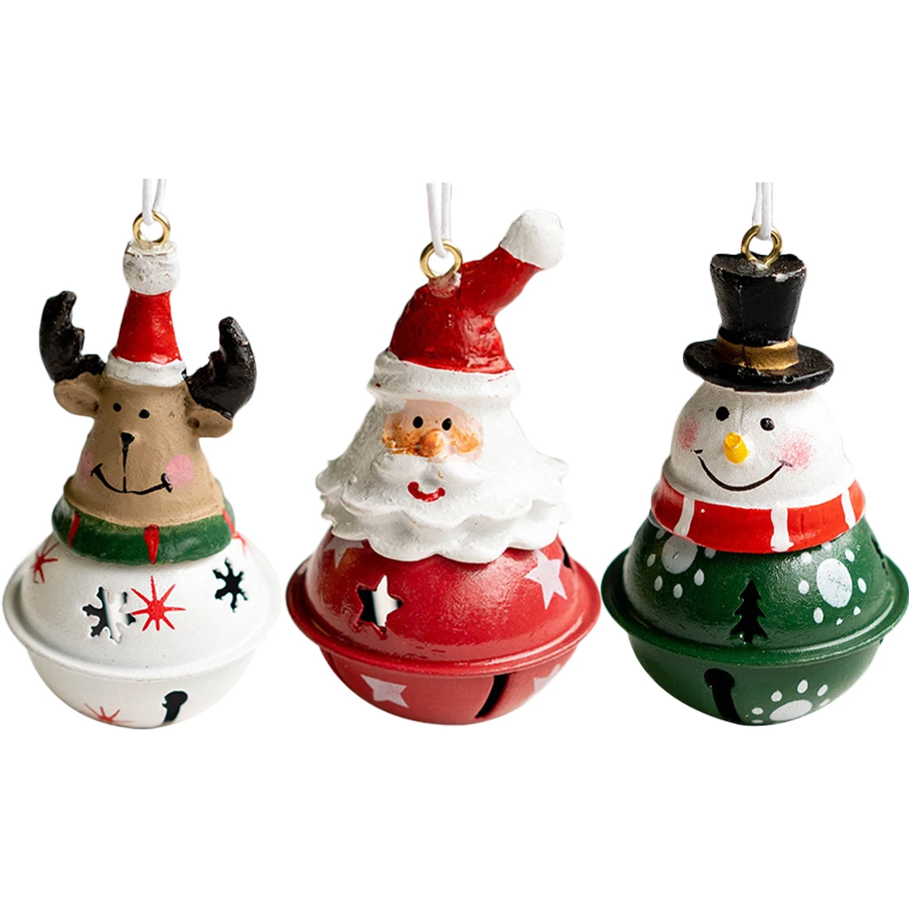 

3Pcs Xmas Decorative Bell Pendants Cartoon Christmas Tree Hanging Ornaments Party Festival Home Decor Decorative Xmas Bell