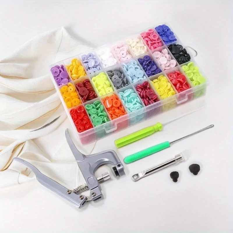 24 Colors Plastic Buttons Snaps Pliers Set Plastic Snaps Hand Tool Snaps Fastener Clothes Diapers Organizer Storage Containers