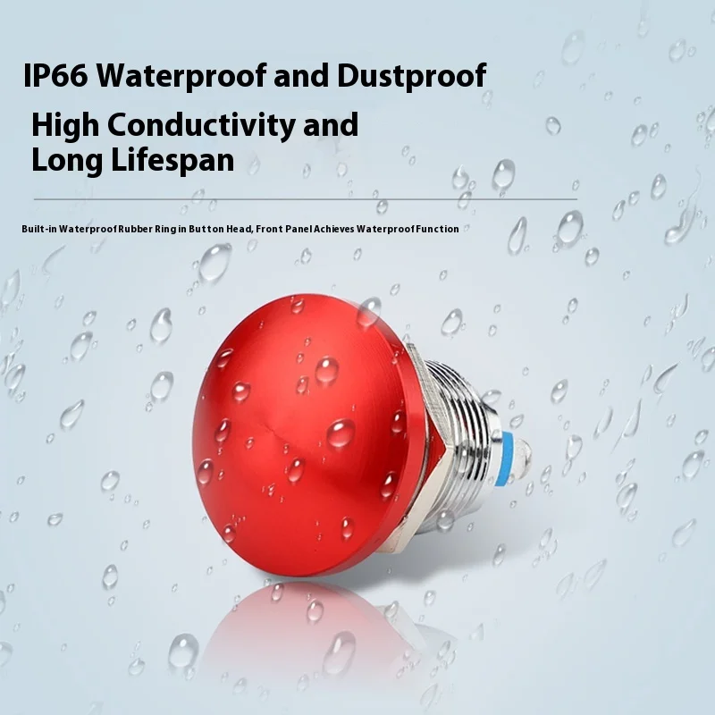 16mm19mm22mm Testa a fungo Interruttore a pulsante in metallo Tunnel Auto-Reset 1 Pulsante impermeabile con piede a vite normalmente aperto