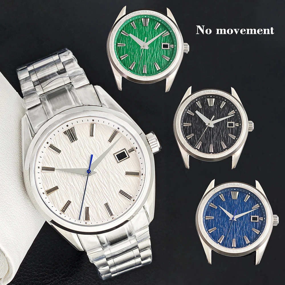 

39.5mm NH35 Case set For GS NH35/NH36 Movements 33.5mm dial Sapphire Glass White Birch Wood Texture Dial 22mm steel strip