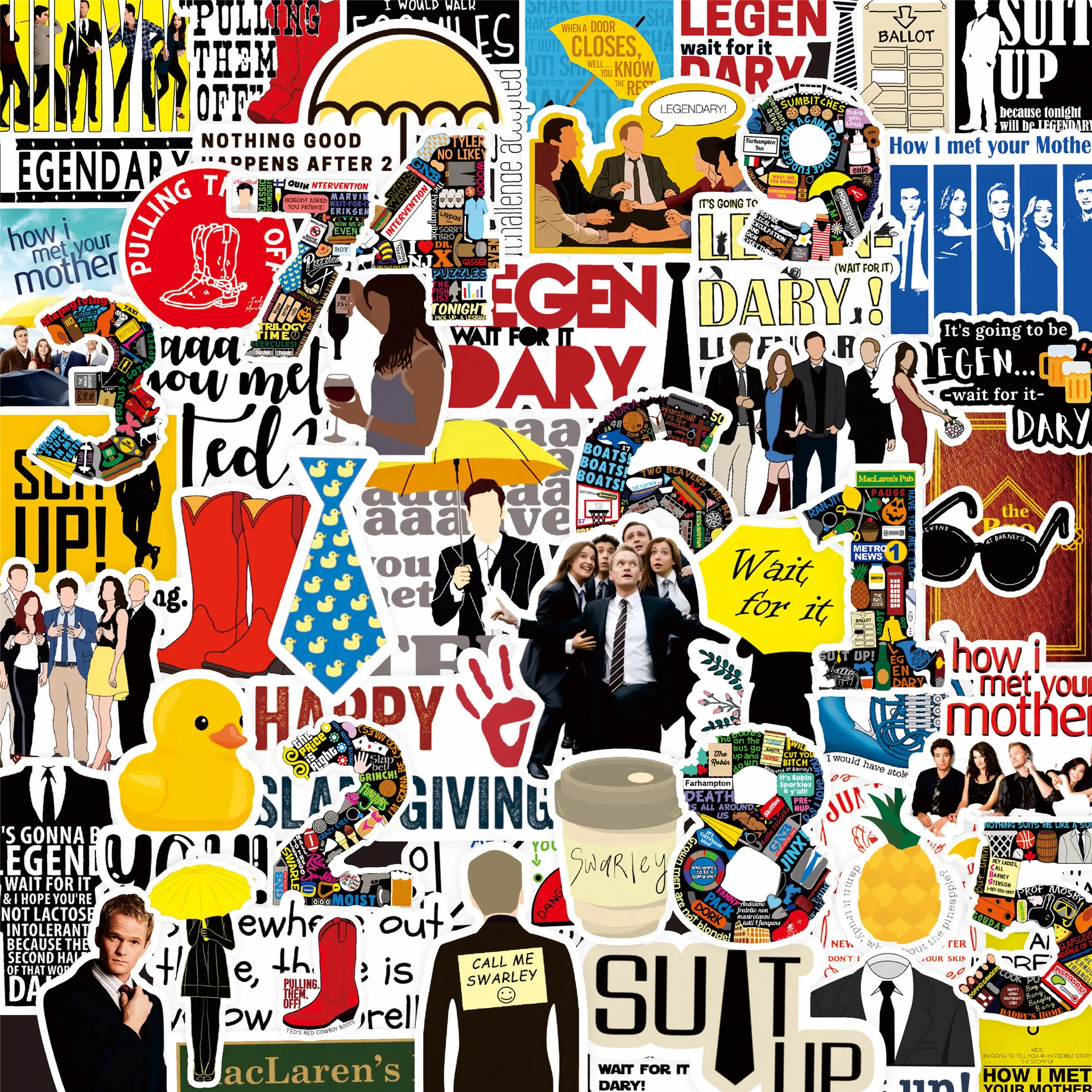 Pacote com 100 Adesivos do Programa de TV How I Met Your Mother, Adesivos de Graffiti em Estilo Cartoon, DIY para Telefone, Caderno, Bagagem, Pacote de Adesivos Impermeáveis