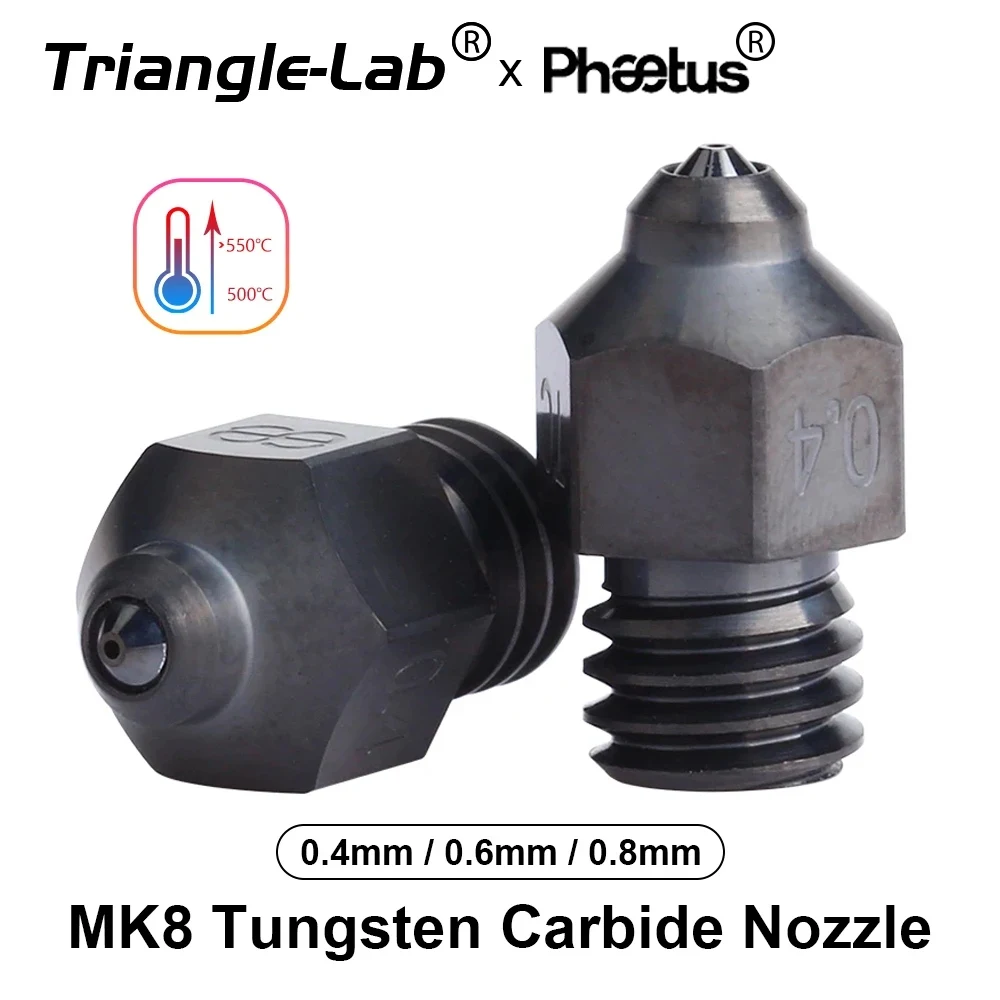 C Trianglelab Phaetus collaboration MK8 Tungsten Carbide Nozzle Super Wear-Resistance DLC coating for ENDER3 CR10 CR5 Cr6 SE