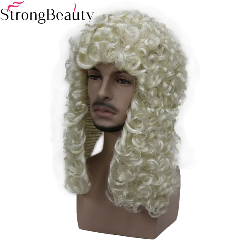 StrongBeauty-peluca sintética de juez Nobleman, pelo rizado, Rubio, gris, negro, histórico