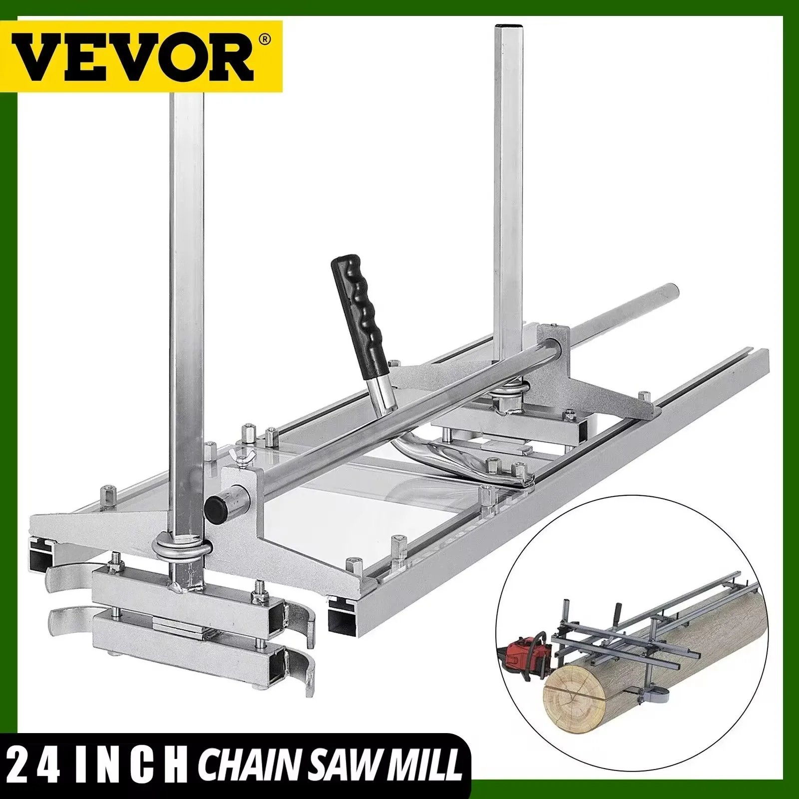 VEVOR Chainsaw Mill Planking Milling 14-24 Inch Guide Bar Wood Lumber Cutting Portable Sawmill Aluminum Steel ChainSaw Mill