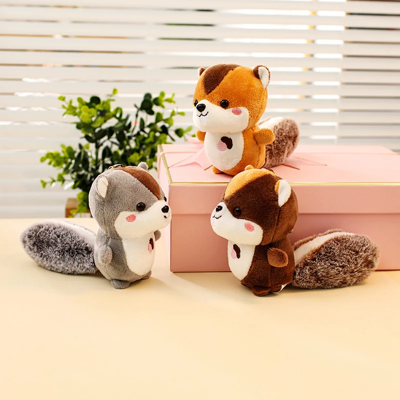Squirrel Rabbit Alpaca Plush Backpack Pendant Keychain Boys Girls Toy Schoolbag Decoration Birthday Gift Cute Stuffed Keyring