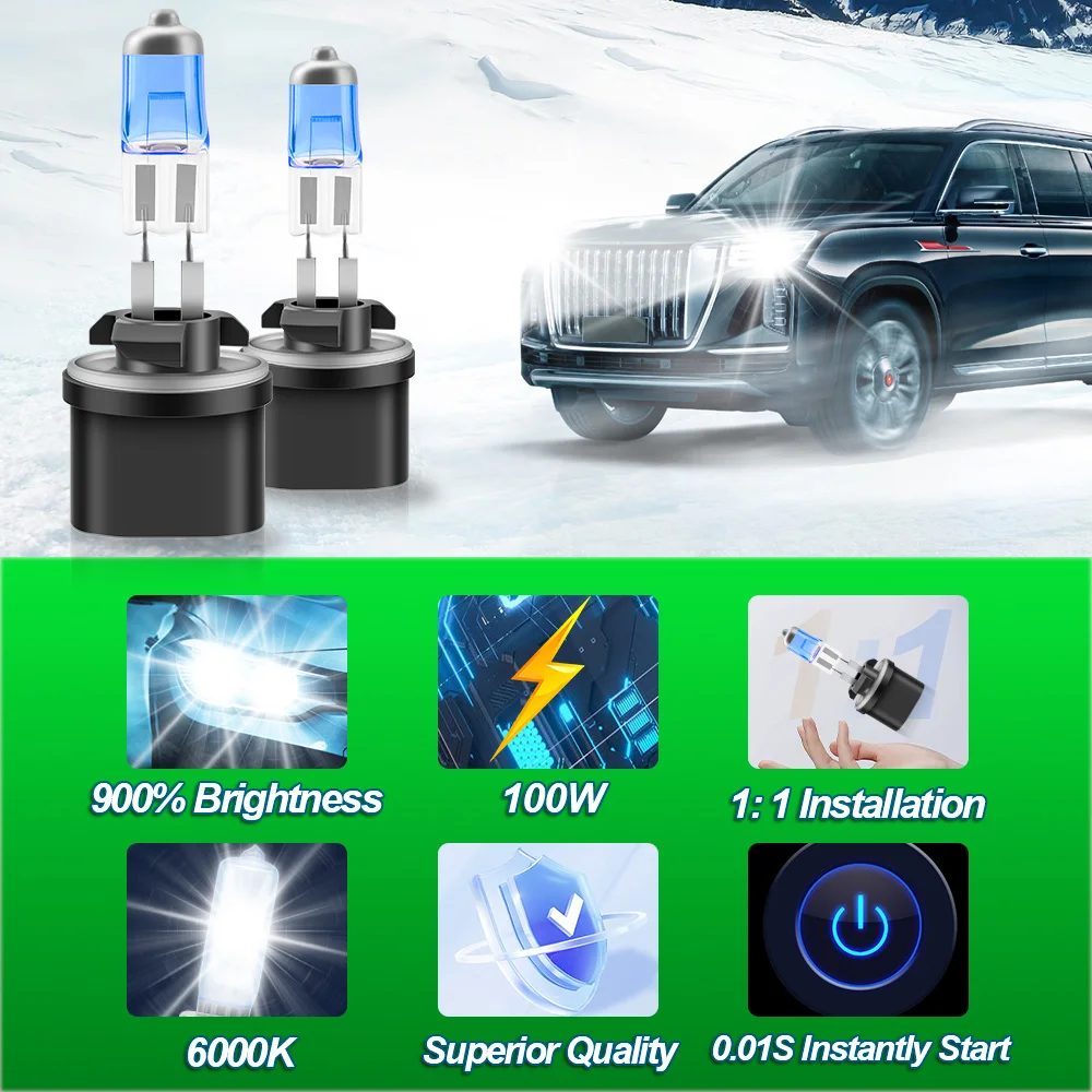 

2x880 ксеноновые белые супергалогенные лампы для фар 100 Вт 6000 К светодиодные фары 1:1 установка автомобильная лампа