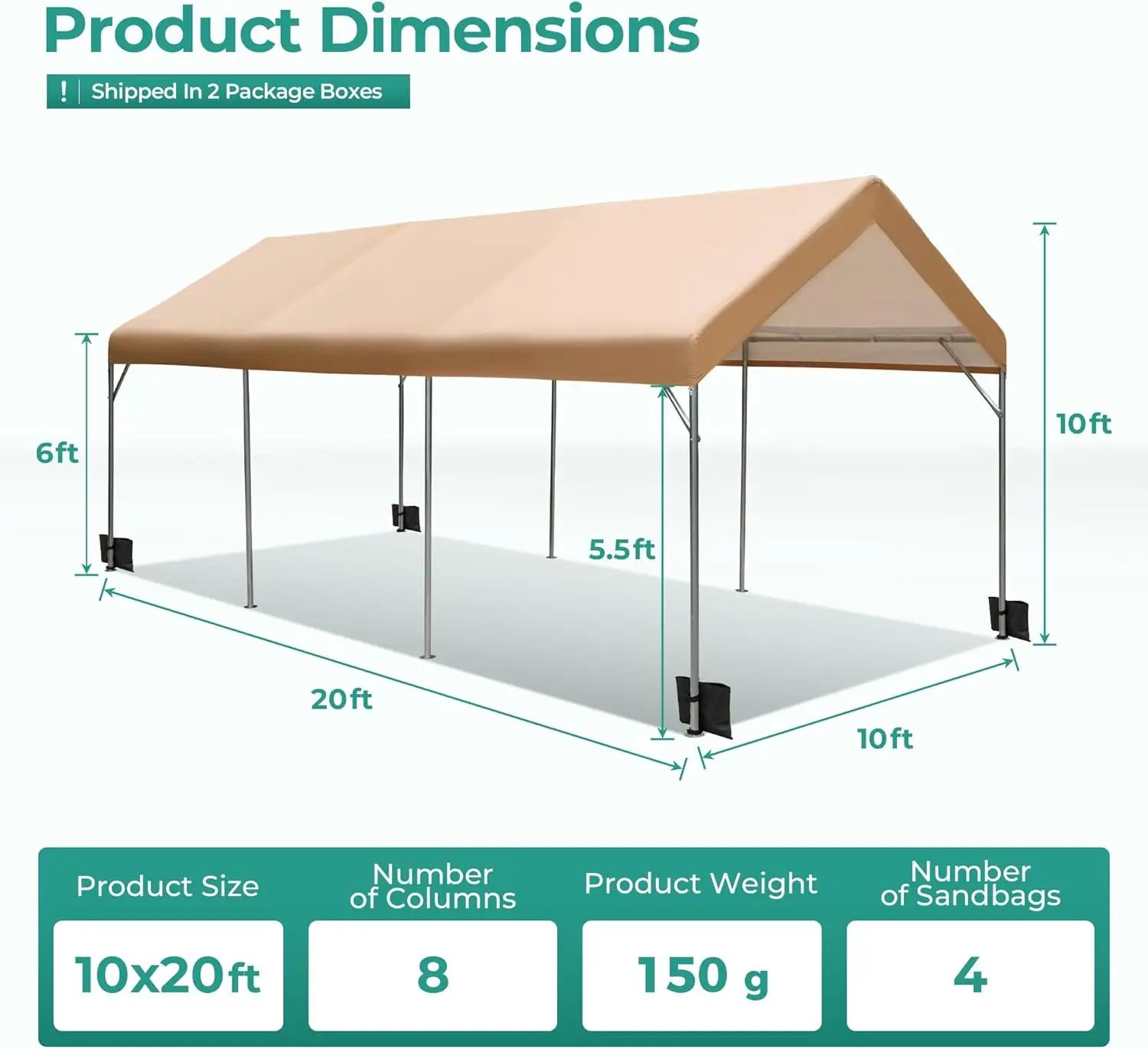 10 X 20 Ft Heavy Duty Carport Car Canopy, Portable Car Port Garage Party Tent, Galvanized Car Shelter All Weather With