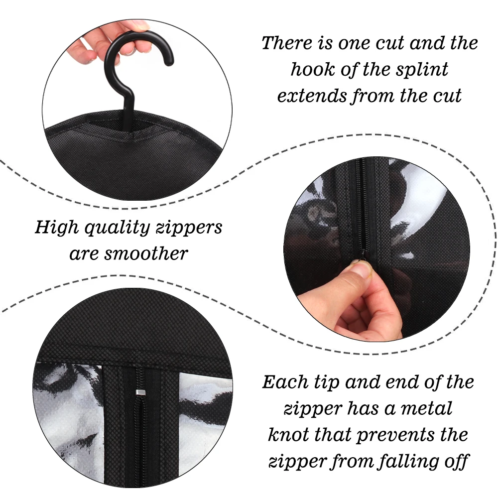 نمط جديد أكياس تخزين شعر مستعار مع شماعات الأبيض المحمولة الغبار واقية المنظم أكياس آدمي ذيل حصان حزم تخزين الناقل حقيبة