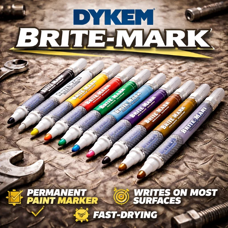 DYKEM BRITE-MARK Medium Permanent Marker Pen Industrial Quick Dry Marking Pen for Metal Plastic Rubber Glass Wood