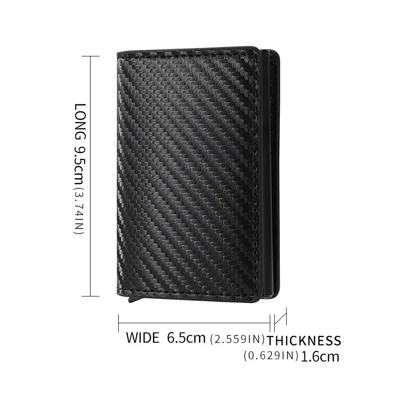 Cartera con tarjetero de fibra de carbono para hombre, cartera minimalista emergente delgada Rfid Smart Meral, monedero pequeño negro, billetera de Metal