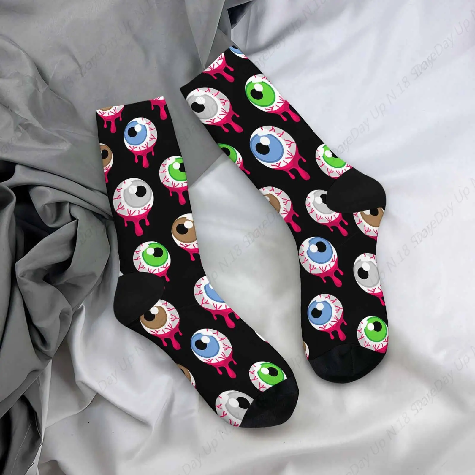 Bloody Eyeballs Athletic Crew Socks Zombie Eyes Cool Socks For Men Women Cool Cute Crazy Funny Sport Colorful Novelty Socks