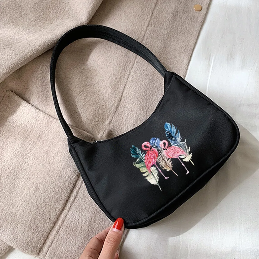Shoulder Underarm Bags Coin Purse Women‘s Handbags Designer Print Flamingo Pattern Hobo Shoulder Small Pouch Totes Shopping Bag