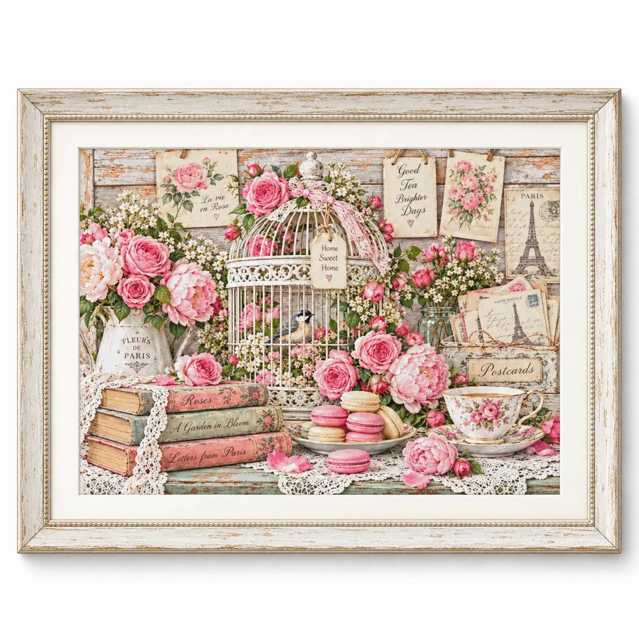 [ZZ9385-Paris Rose Still Life]Stamped Cross Stitch Kit 14CT 18CT 16CT DIY Printed Canvas Cotton Thread Embroidery Needlework