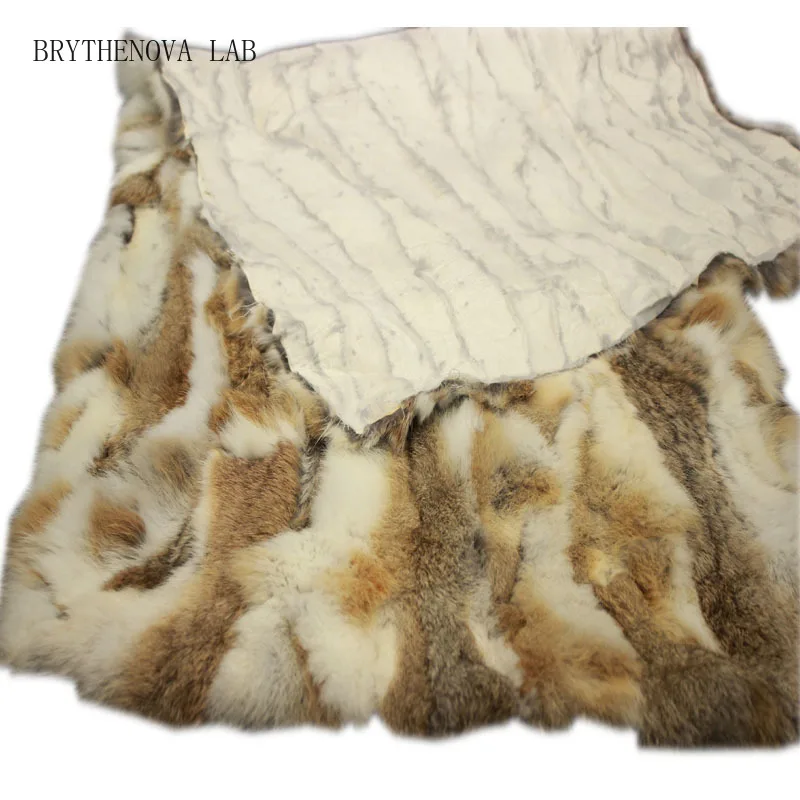 Natural real genuine rabbit Fur Blanket leather Soft Plate Mattress Clothing Fabric Handmade Material Sewing Home Decoration