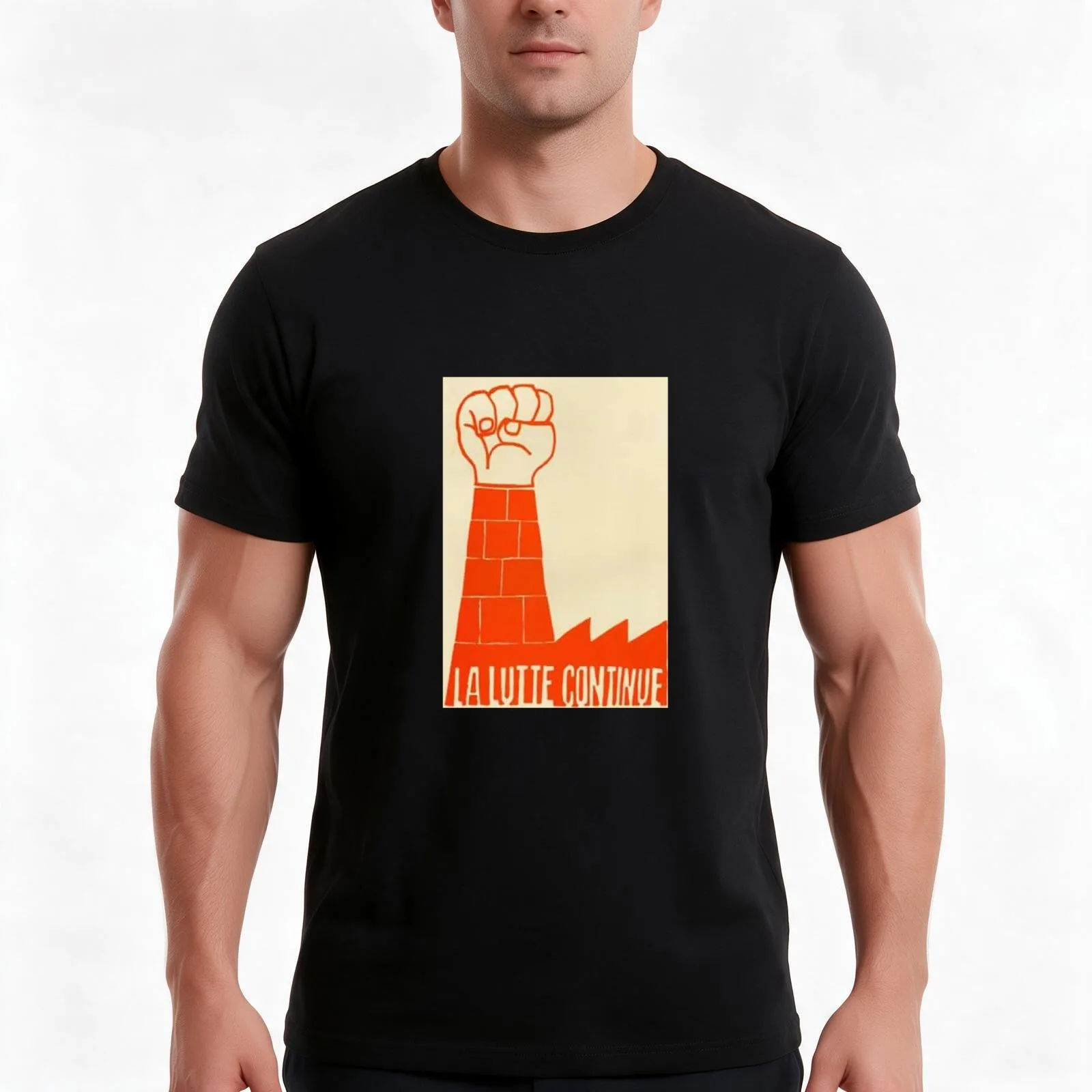 La Lutte Continue Paris May '68 Poster T-Shirt Summer Casual Cotton Tee Oversized Streetwear Tops Vintage Graphic Print