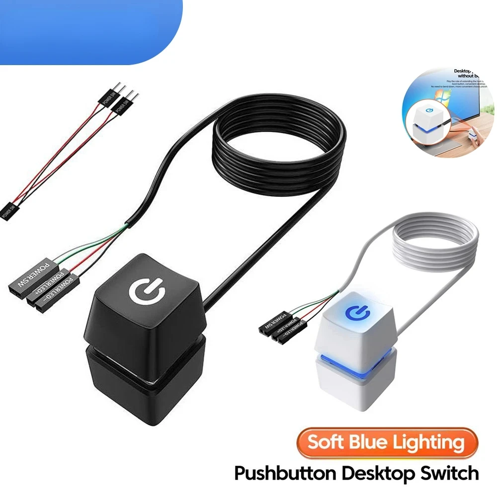 Computer Desktop Power Switch Extension Cable LED Motherboard External Start Power On/Off Button for Home Office 1/1.85/2/5/10M