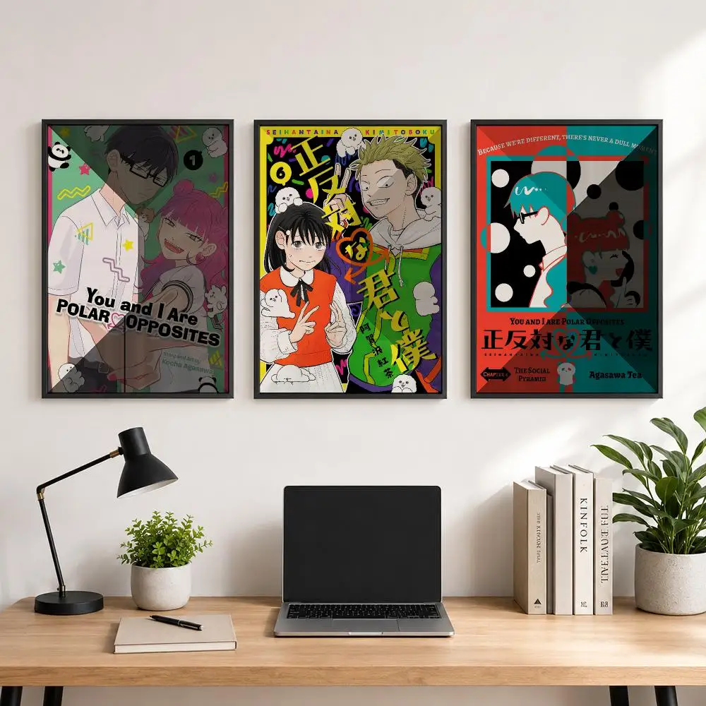 anime You and I are Polar Opposites Poster Poster Large Unframed Wall Art Modern Minimalist Decor Print for Living Room Home
