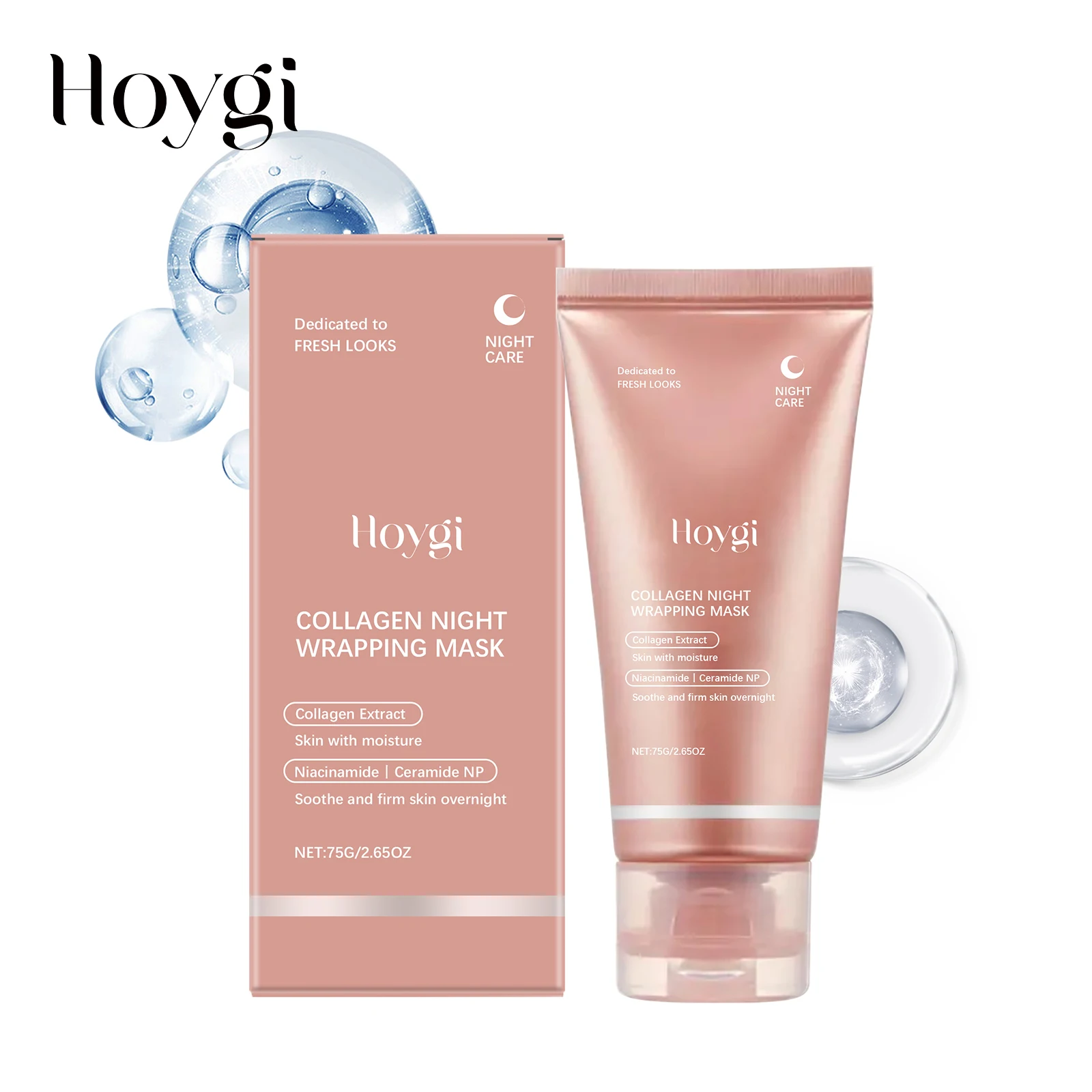 75g Collagen Night Wrapping Mask Firming Hydrating Nourishing Brightening Smoothing Elasticity Niacinamide Ceramide NP Overnight Skin Care