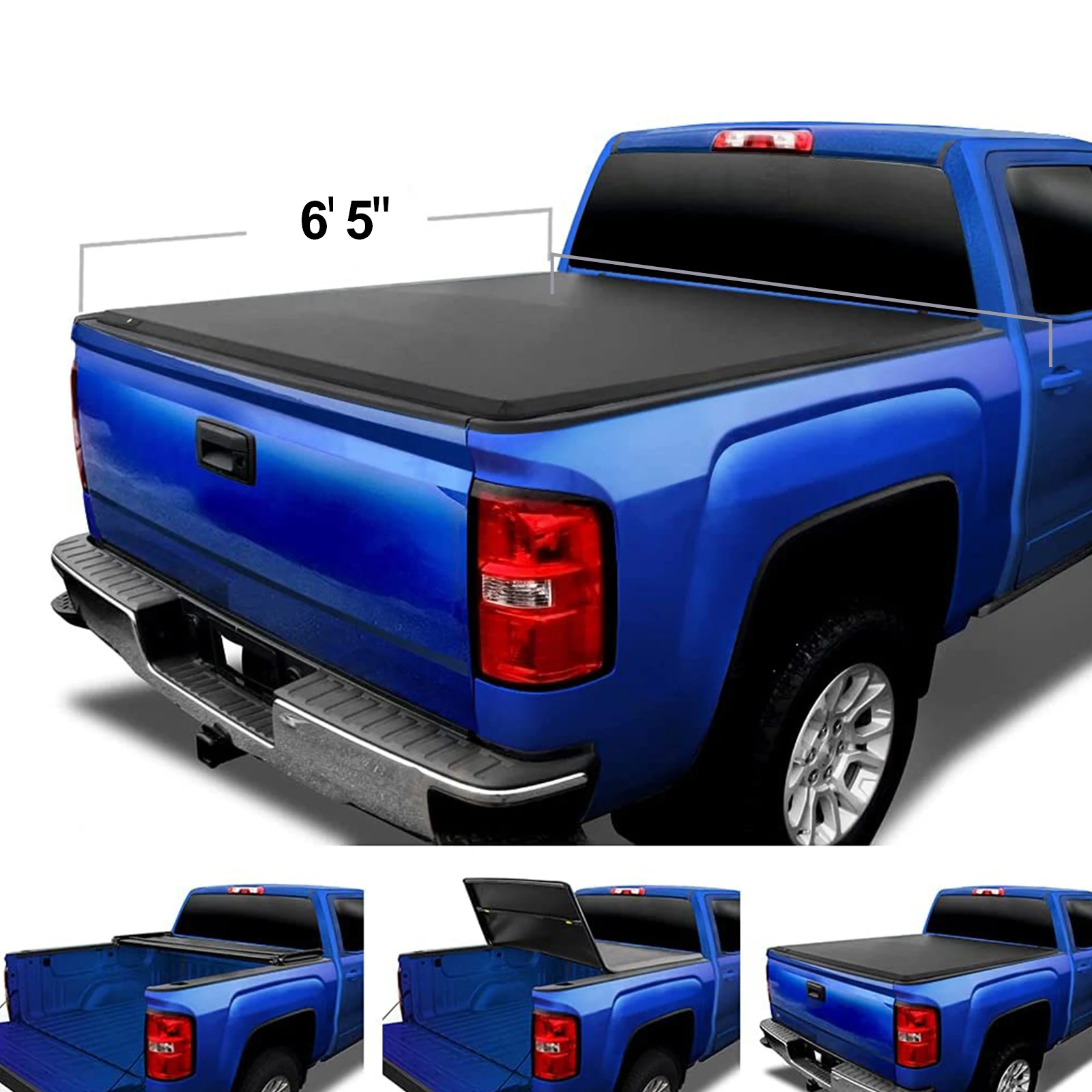 Factory wholesale Soft Three-Fold Universal Truck Bed Cover Multifunctional Tailboard 6.5FT For  Tundra