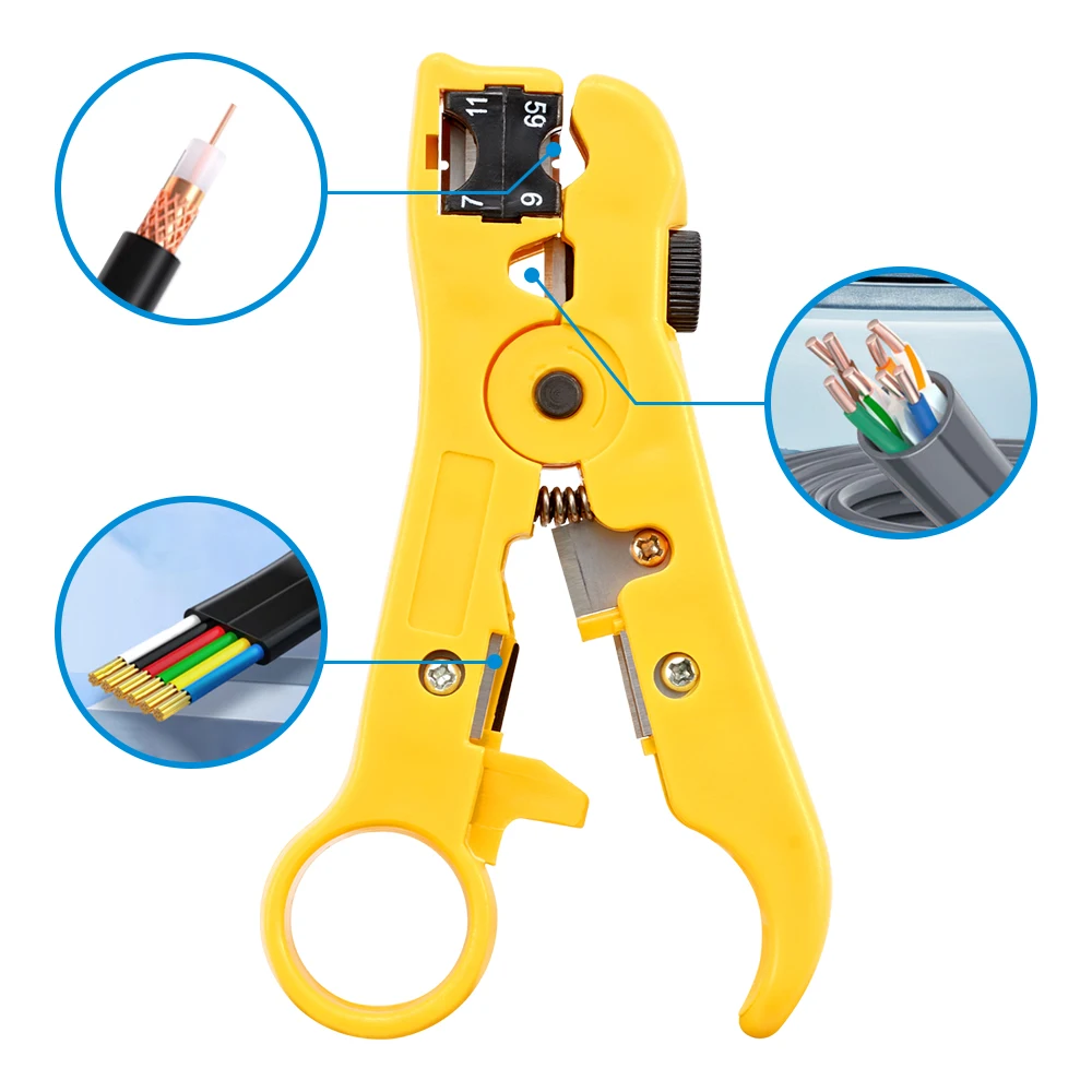 Multi-functional Electric Stripping Knife Pliers Tools Coaxial Cable Wire Pliers Cutter Striper For UTP/STP RG59 RG6 RG7 RG11