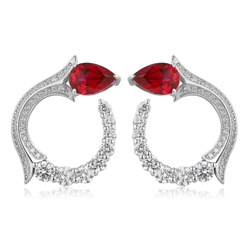 

Elegant Silver Hoop Earrings for Her – Lab-Grown Sapphire, Emerald & Paraiba, Perfect Engagement Gift