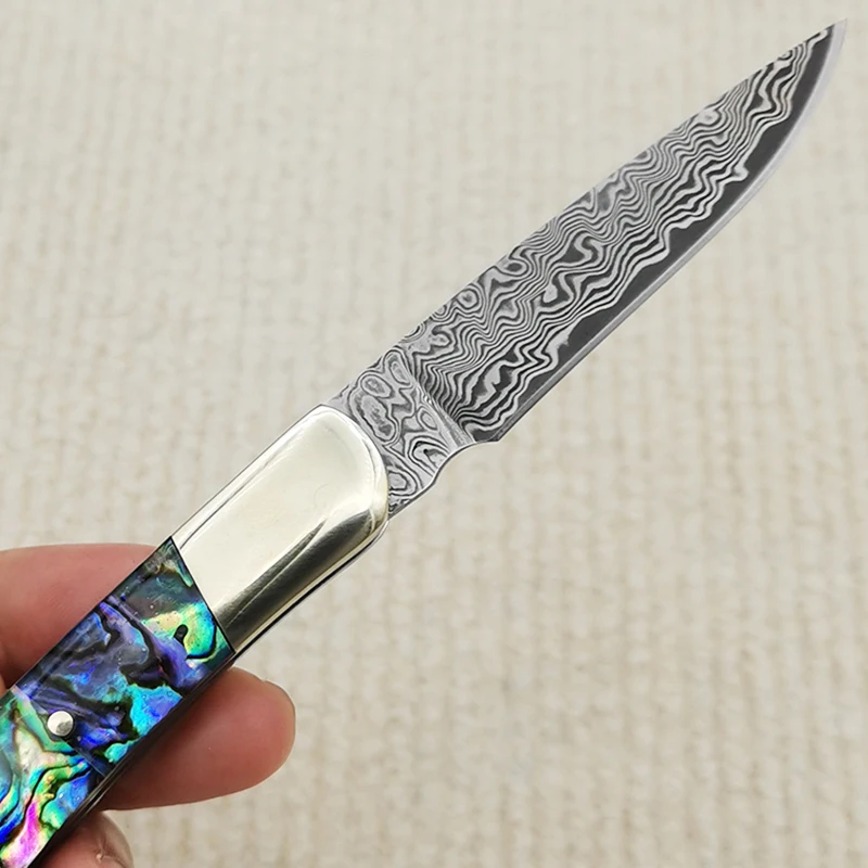 EDC Pocket Knife Handmade Damascus Steel Folding Fruit Knife Outdoor Simple Portable Small Survival Knives Camping Hand Tools