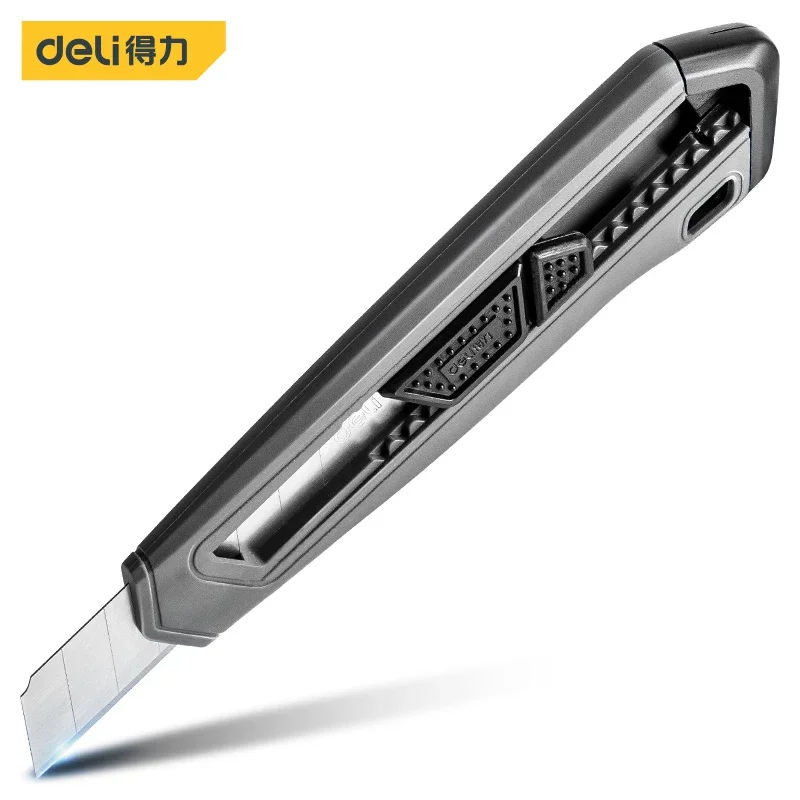 Deli Household 1 Pcs Utility Knife SK5 Blade Automatic Locking Push Button Design Woodworking Safety Portable Hand Tools