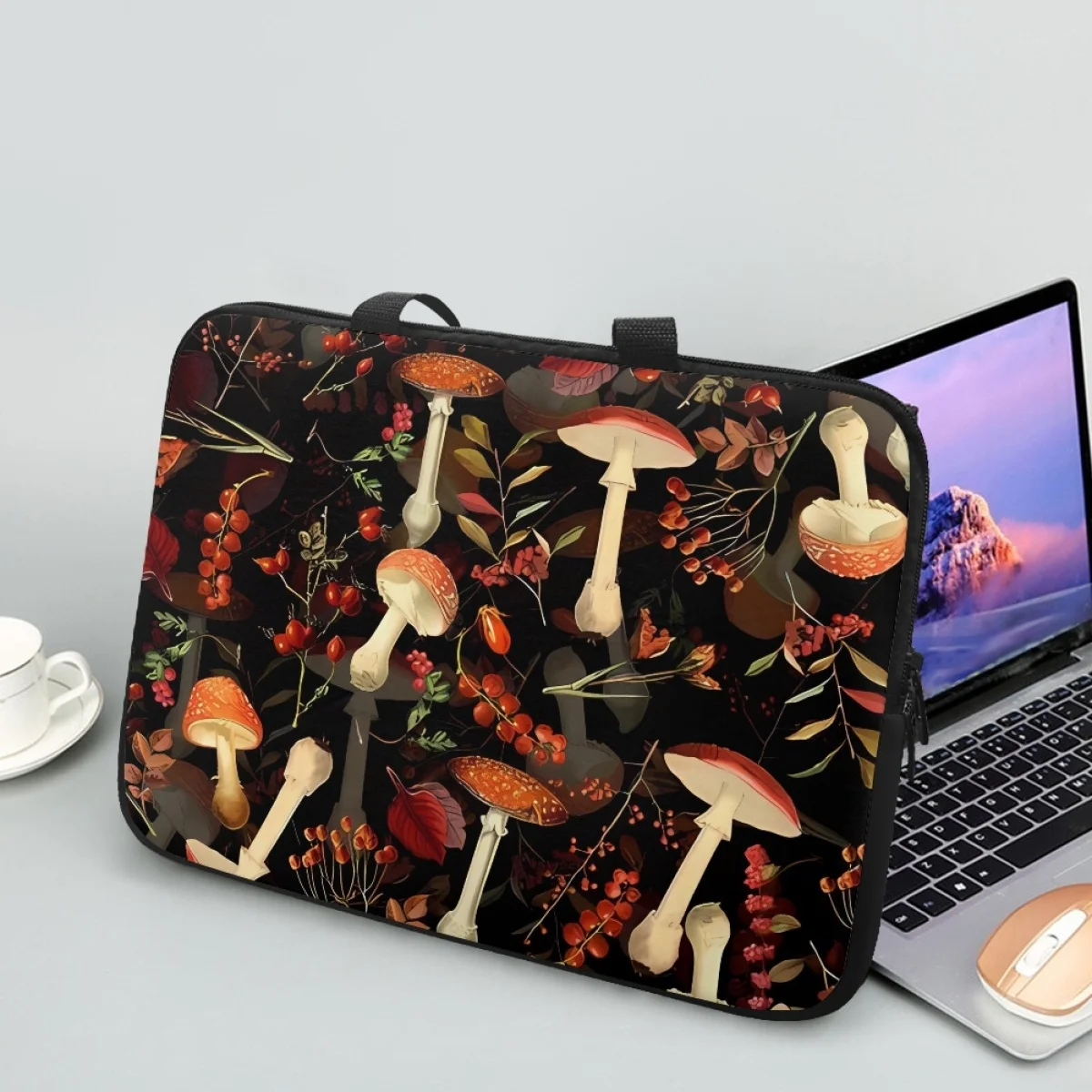 

Vintage Night Mushrooms Botanical Forest Art Print Laptop Bag Handle Shockproof Travel Computer Notebook Cover Adult PC Handbags