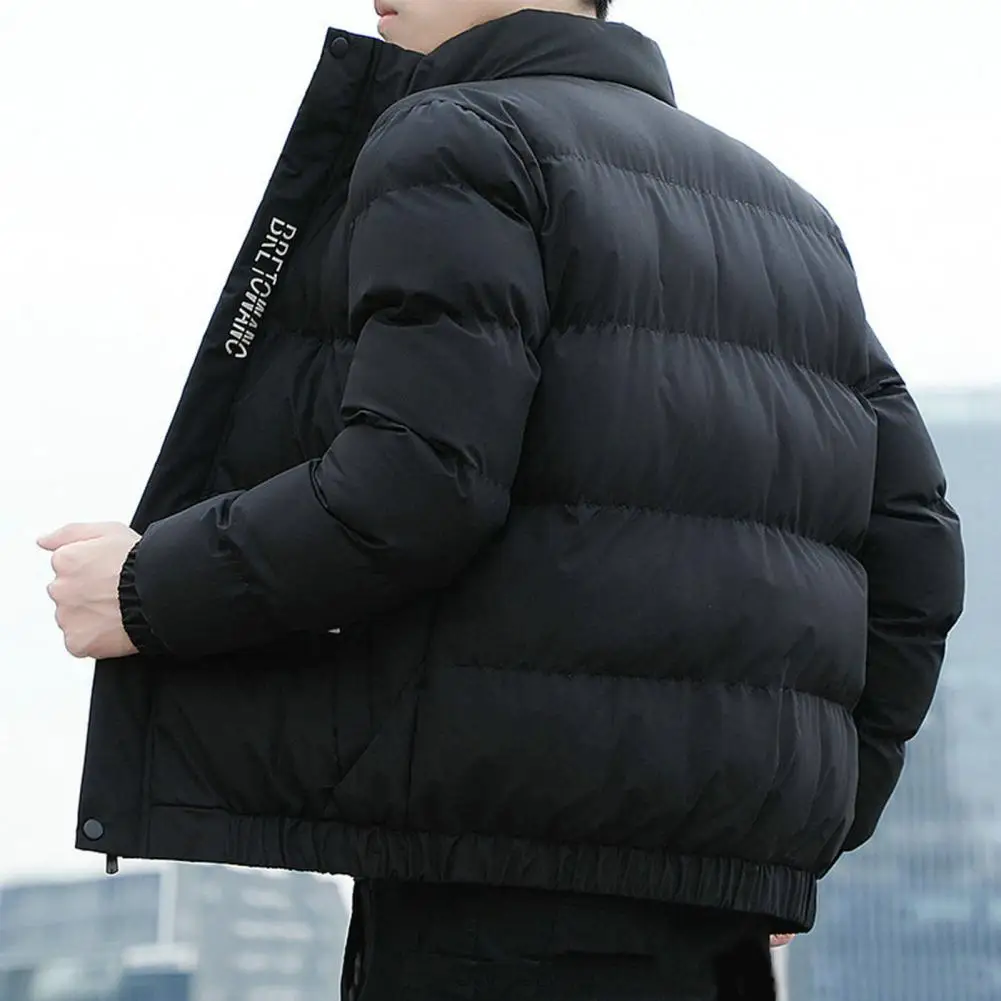 Men Coat Stylish Men's Winter Jacket Fashion Print Warm Comfort Casual Design Outerwear Coat with Stand Collar Zipper Men Winter