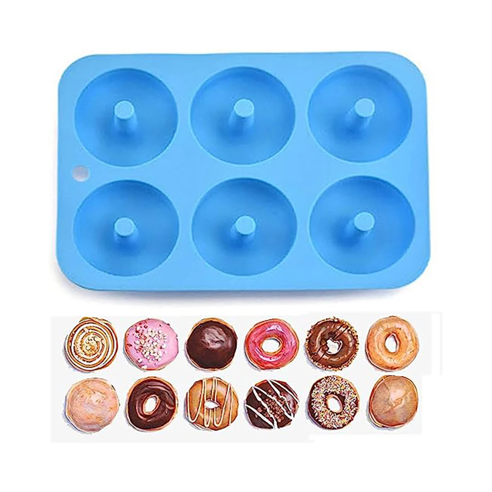 Heat Resistant Silicone Donut Mold for 6 Doughnuts Food Grade Silicone Bagels Pan for Baking Non Stick Mini Cupcake Mould