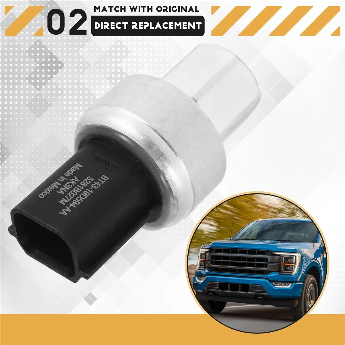#58I BT4319D594AA A/C Pressure Switch Sensor for Ford F-150 F150 2009-2014,Air Conditioning Sensor,(Plastic+Metal)