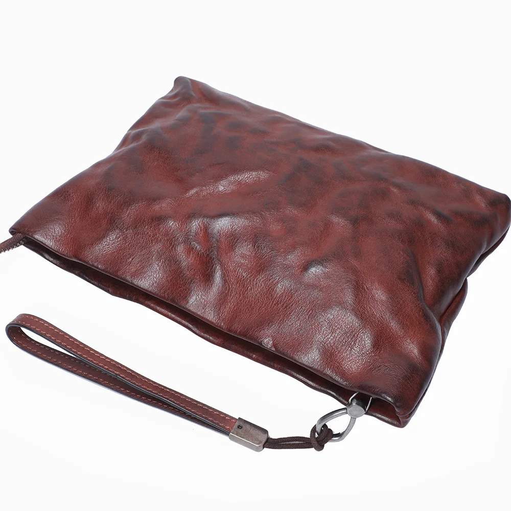S.WORKER Vintage Echtleder Herren-Clutch-Tasche, Schultertasche, Handgefertigte Mini-Handtasche für Handy & Schlüssel – Detail 9