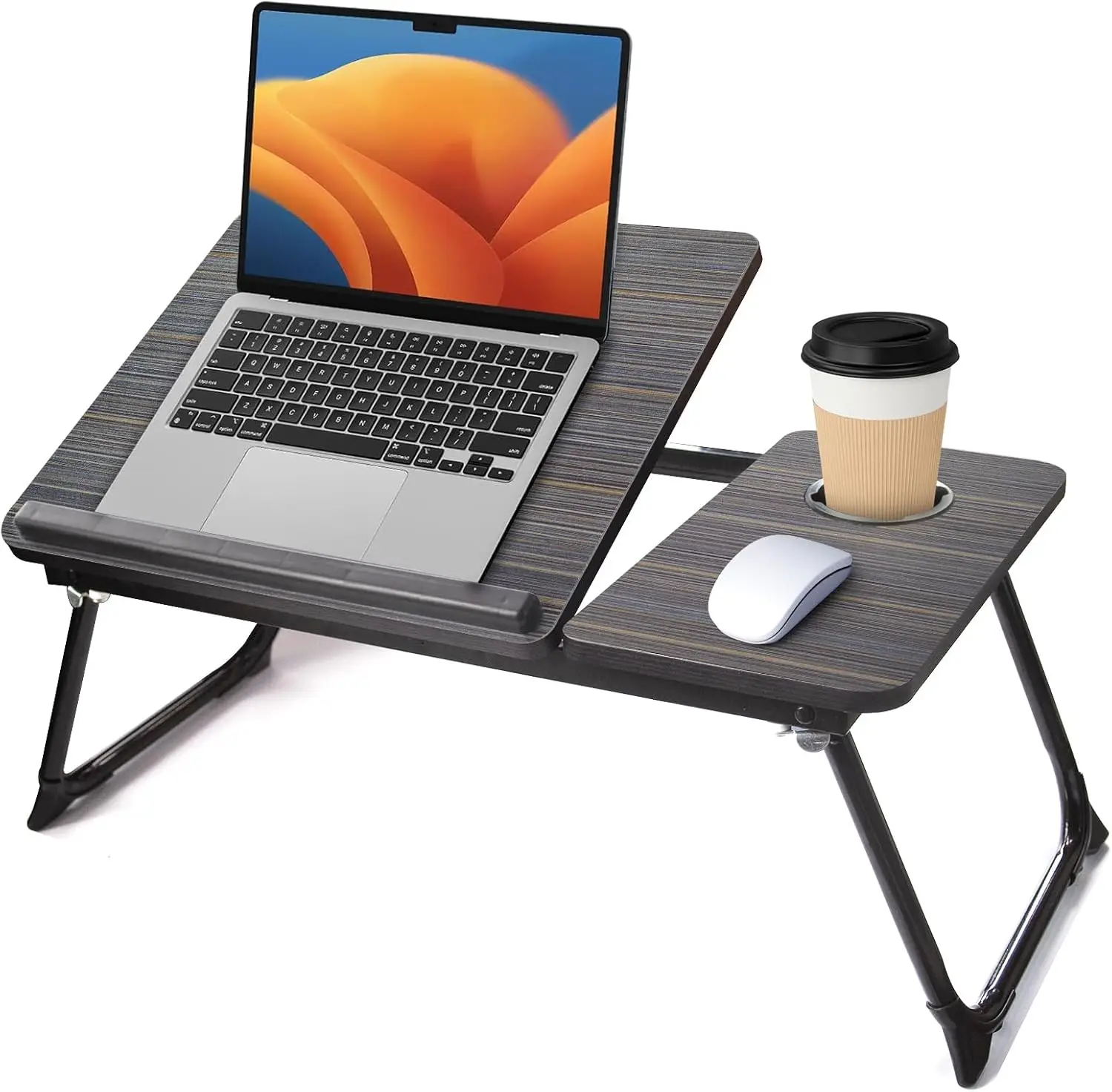 

5-Angle Adjustable Lap Desk with Foldable Legs & Cup Holder, Lightweight Portable Laptop Stand for Couch/Sofa/Floor Use