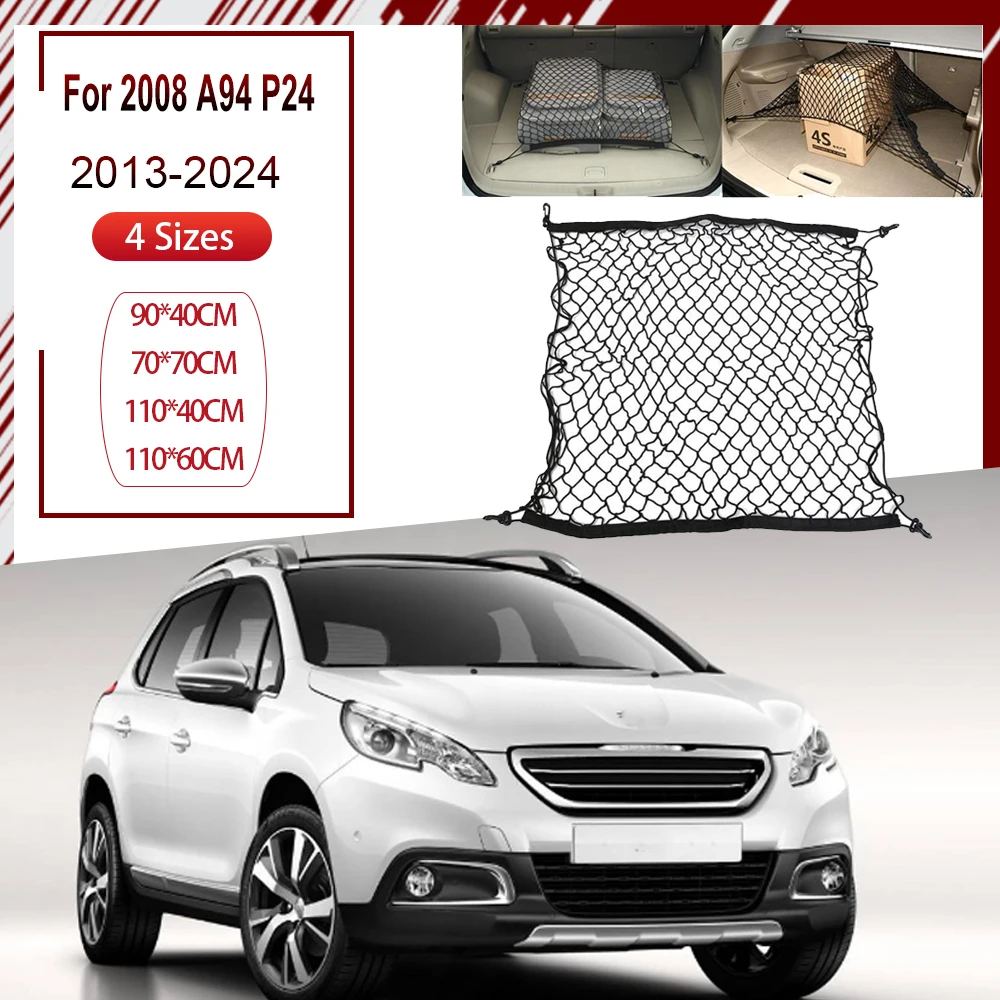 

For Peugeot 2008 A94 P24 2013-2024 Car Trunk Net Boot Nets Mesh Rear Back Cargo Trunk Storage Organizer Luggage Car Accessories