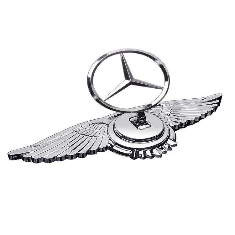 Emblem Badge for Car Hood Front Chrome Logo Luxurious Plated for Mercedes Benz Hood with Wing for C200 R300 E260 S450 S350