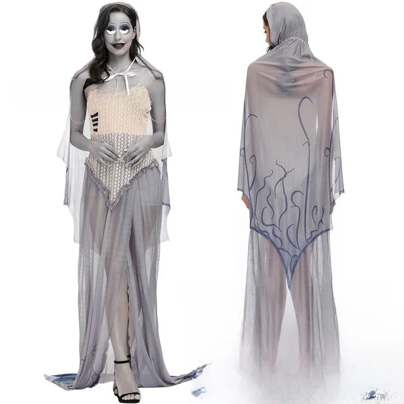 زي تنكري لفيلم الهالوين: العروس الزومبي، شخصية فيكتور الذكورية وشخصية إيميلي الأنثوية، ملابس عرقية للمسرح، فستان أنيق للسيدات