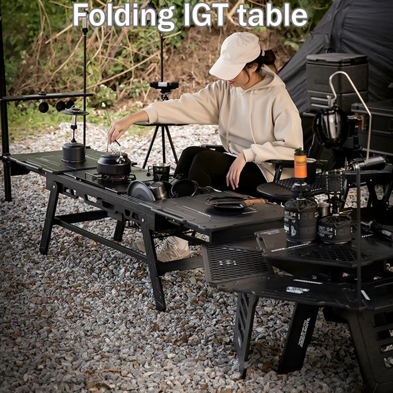 Outdoor Folding Table Portable Camping Tactical Table Multi-Functional Modular Unit Table Camping Kitchen Table Backyard Garden