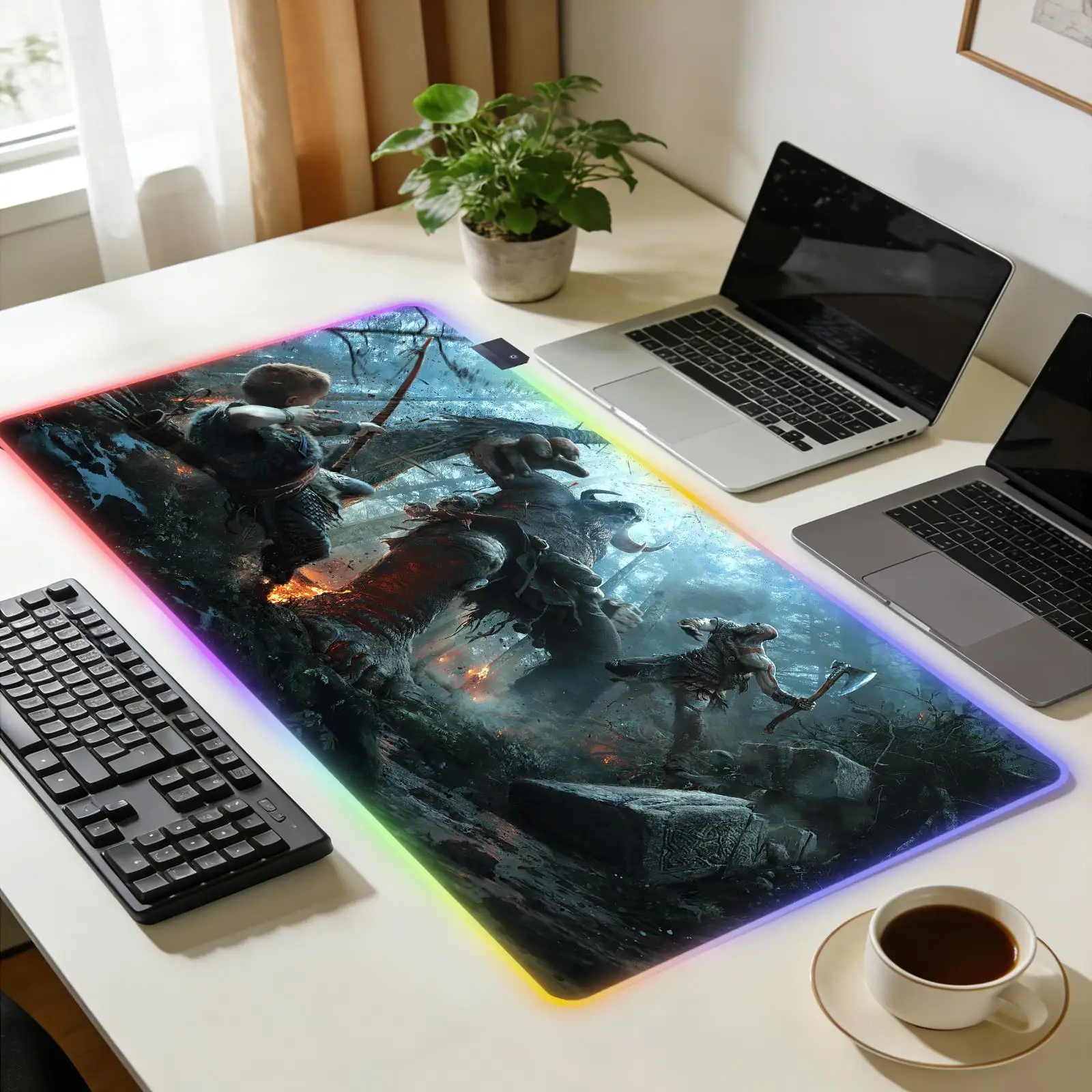 G-God of War-r New RGB Computer Home Mousepad XXL Desk Mats Natural Rubber Office Anti Slip Gaming Accessories pad