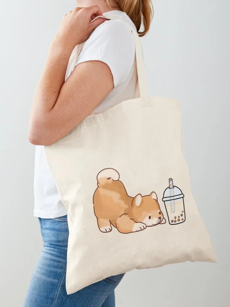 

Cute Little Shiba Loves Boba! Tote Bag tote bag shopper bag women Large bags for women great