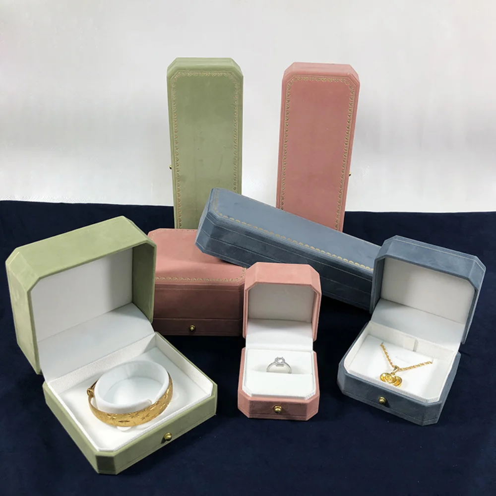 Necklace Display Organizer Octagonal Jewelry Box Ring Box Suede Bracelet Box For Jewel Display Gift Packaging Wedding Gift
