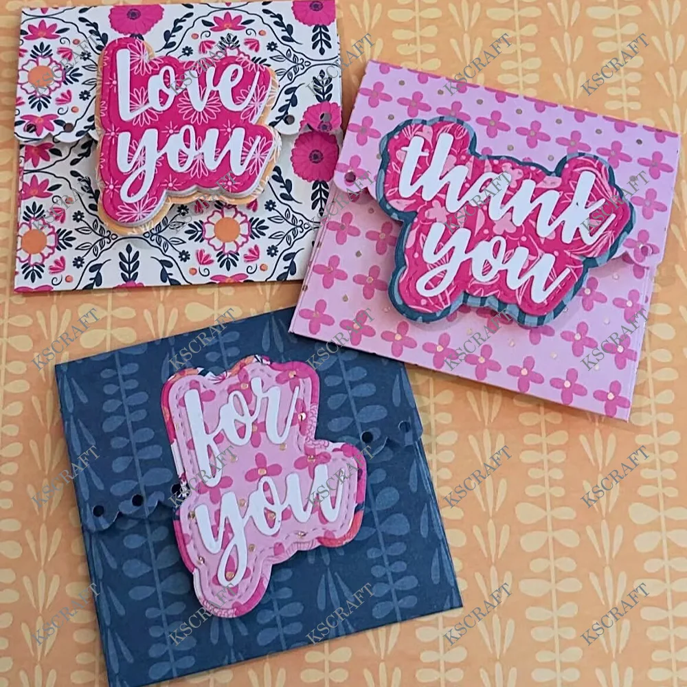 KSCRAFT 3*3 Card and Envelope Maker Cutting Dies Stencils for DIY Scrapbooking Decorative Embossing DIY Paper Cards