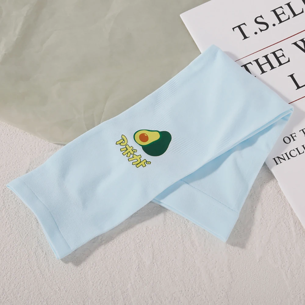 لطيف ركوب الدراجات الأفوكادو المرأة القيادة الفراولة الحرير الجليد الأكمام أكمام أذرع تبريد الأكمام الشمس الأشعة فوق البنفسجية حماية